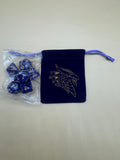 Amethyst Purple D&D Dice with Violet Dragon Pouch