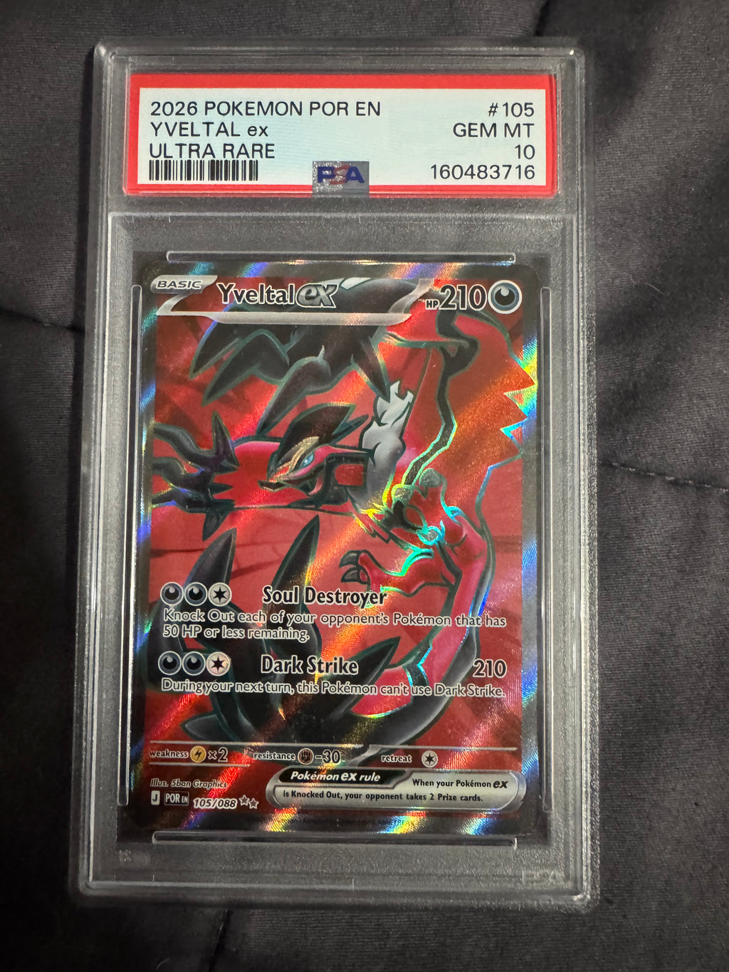 Pokémon TCG: Yveltal ex Ultra Rare PSA 10