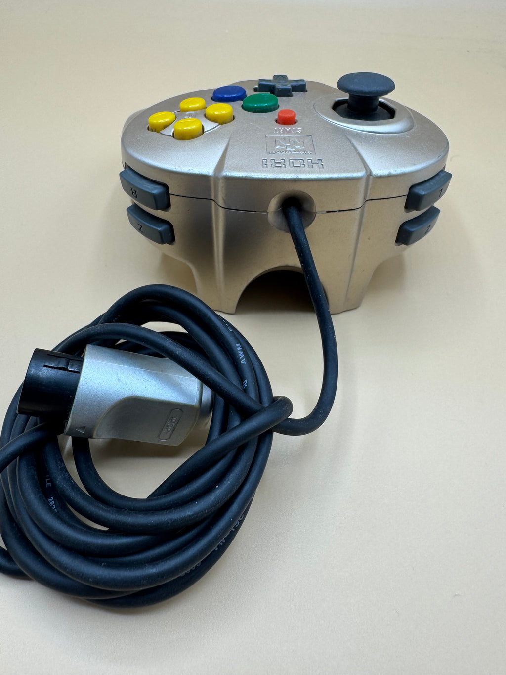 Gold Hori Mini Pad 64 Controller with modded PS2 Joystick