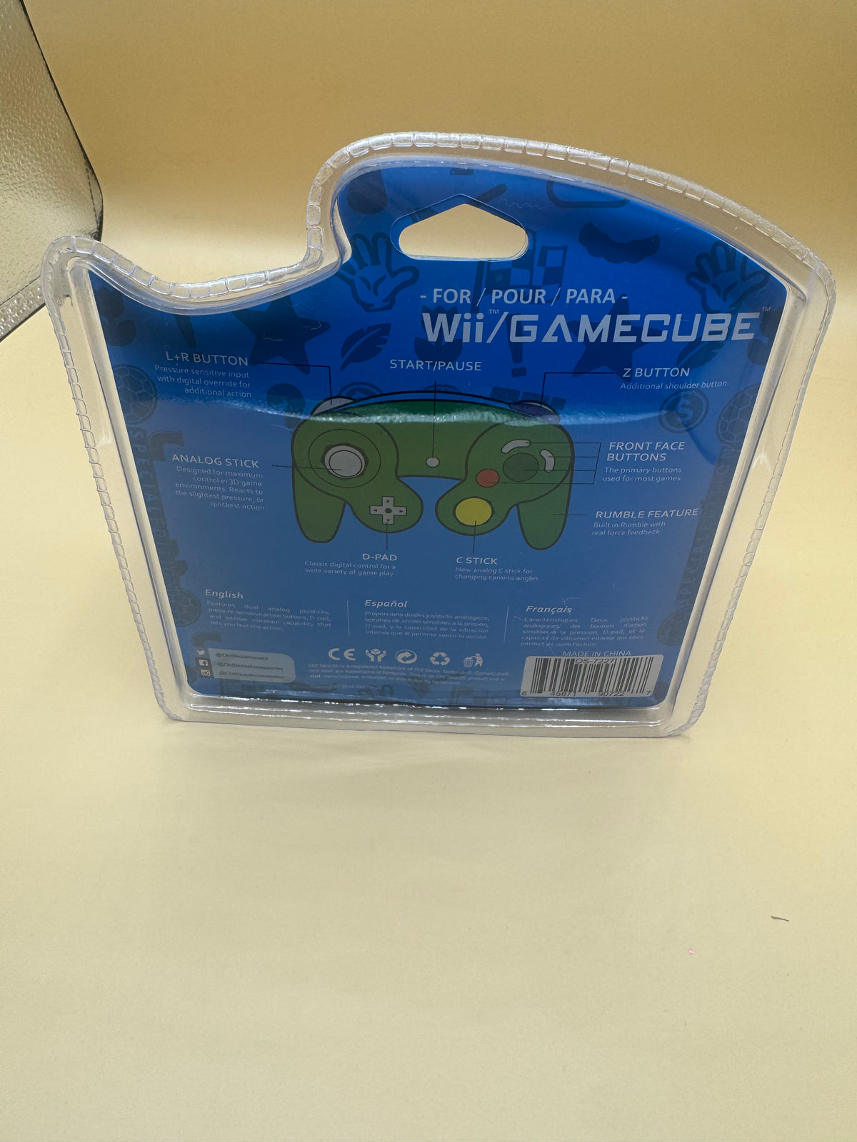 Oldskool Controller for Nintendo GameCube (Lime Green/Blue)