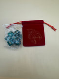 Emerald D&D Dice and Red Dragon Pouch