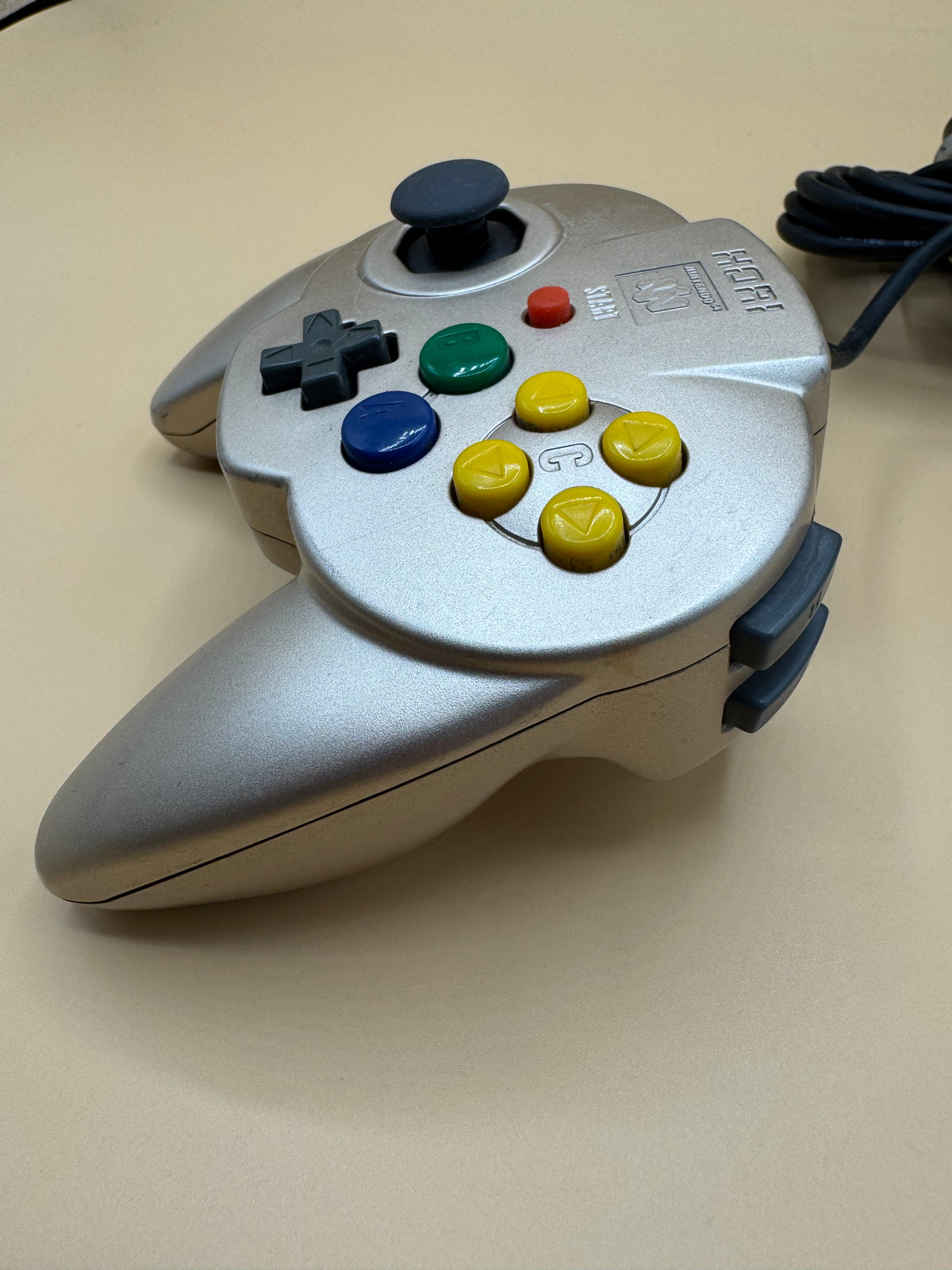 Gold Hori Mini Pad 64 Controller with modded PS2 Joystick