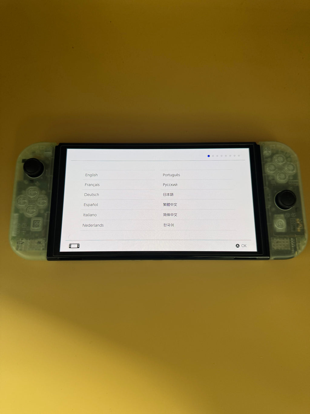 Nintendo Switch OLED CiB with customized Glow in the Dark Shell and Joy-Cons