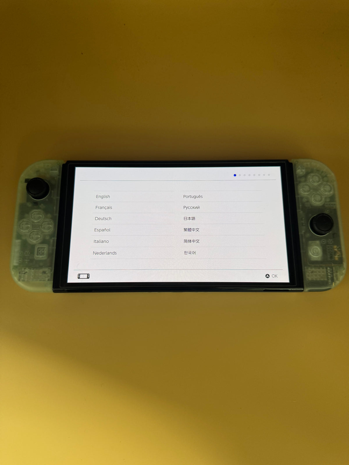 Nintendo Switch OLED CiB with customized Glow in the Dark Shell and Joy-Cons