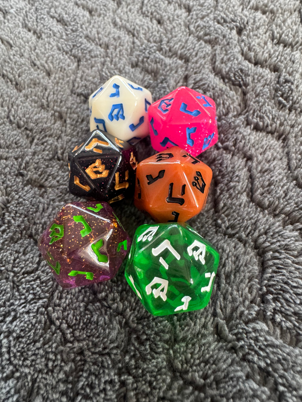 Dreidle20 Dice (Pack of 6 Hanukkah inspired dice)