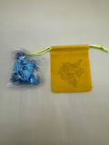Deep Purple D&D Dice and Gold Dragon Pouch