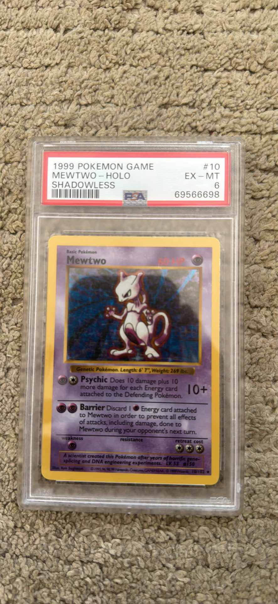 Pokémon TCG: Shadowless Base Mewtwo PSA 6