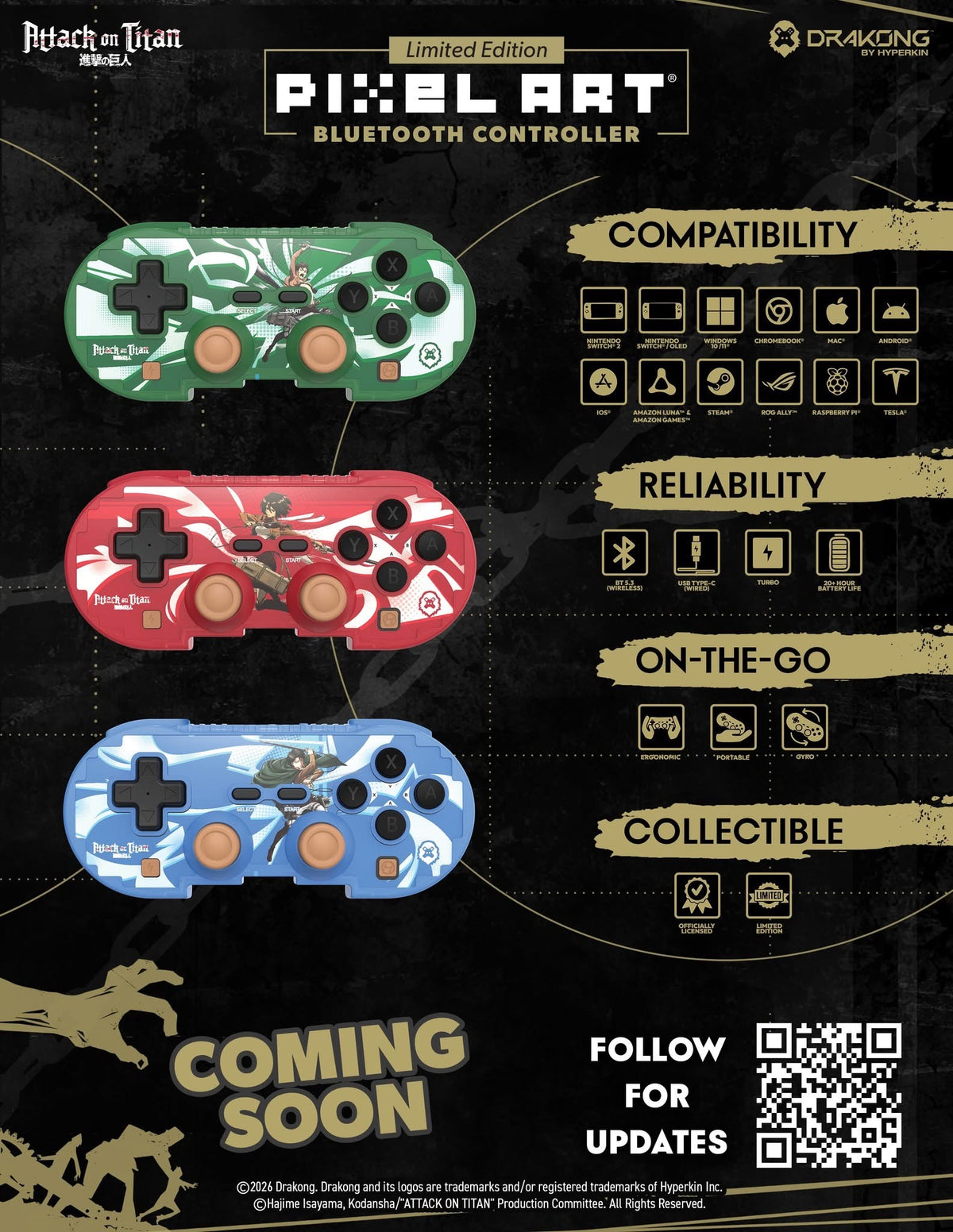 PixelByte Blind Box “Attack On Titan” anime themed surprise controllers