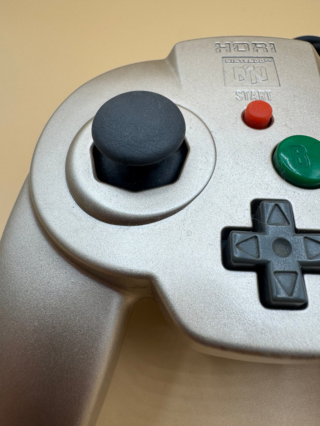 Gold Hori Mini Pad 64 Controller with modded PS2 Joystick