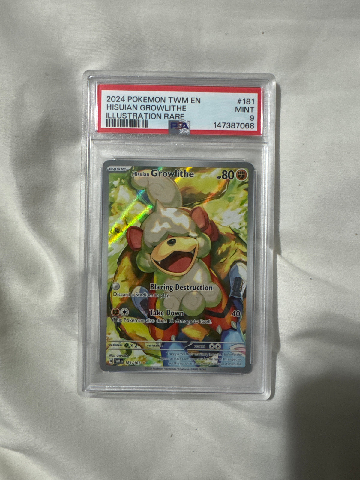 Pokémon TCG: Hisuian Growlithe Illustration Rare PSA 9