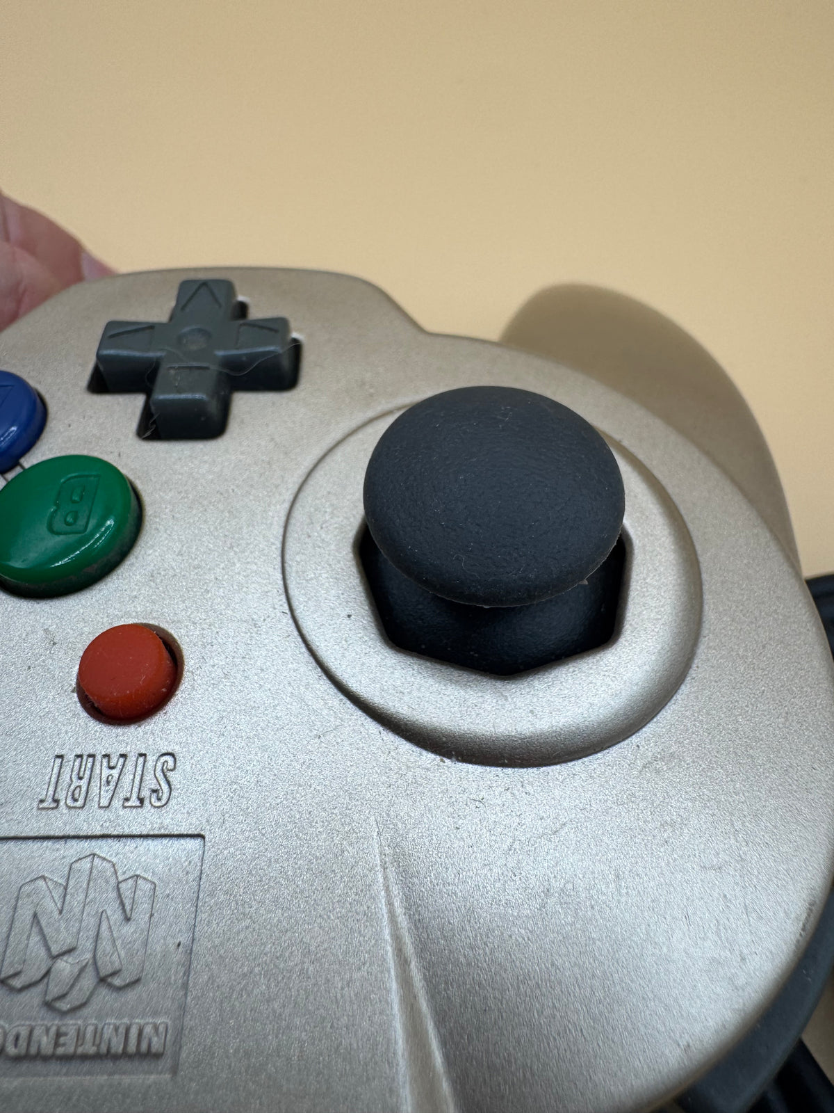 Gold Hori Mini Pad 64 Controller with modded PS2 Joystick