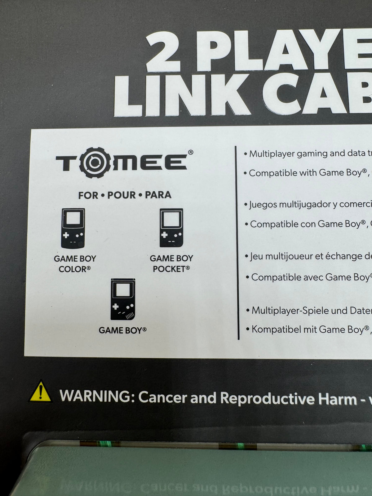 TomEE 2 Player Link Cable (clear green) for Gameboy, Gameboy Pocket, and Gameboy Color