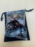 Two Toned (Red and Black) D&D Dice and Pouch