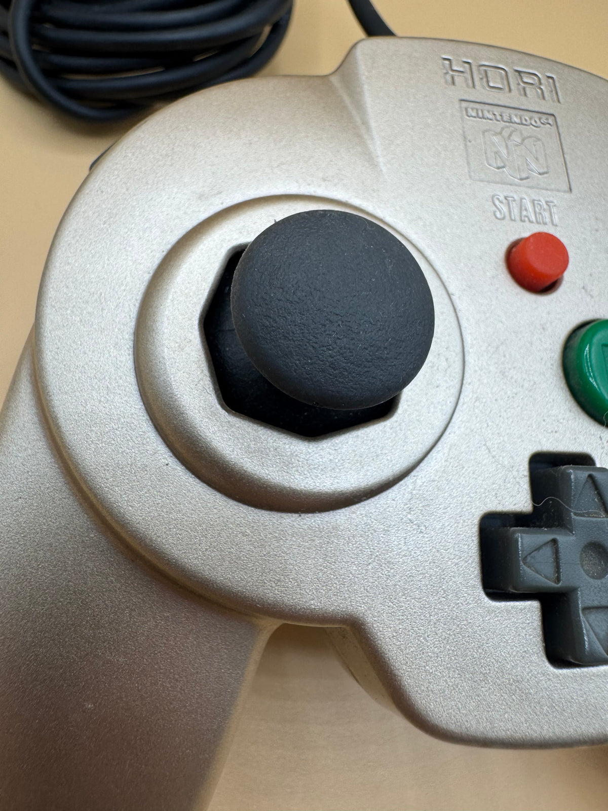 Gold Hori Mini Pad 64 Controller with modded PS2 Joystick