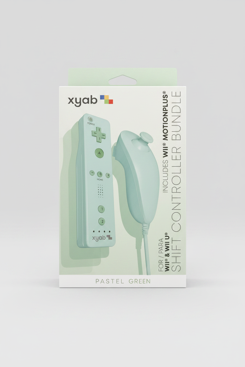 Xyab Wii Controller Bundle—Pastel Mint Green for Nintendo Wii/Wii U