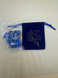 Sapphire D&D Dice and Blue Dragon Pouch