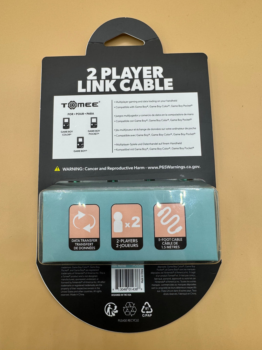 TomEE 2 Player Link Cable (clear green) for Gameboy, Gameboy Pocket, and Gameboy Color
