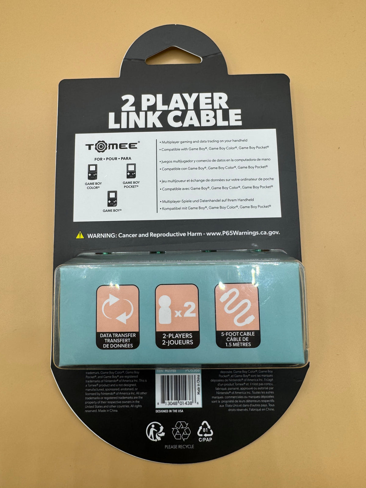 TomEE 2 Player Link Cable (clear green) for Gameboy, Gameboy Pocket, and Gameboy Color