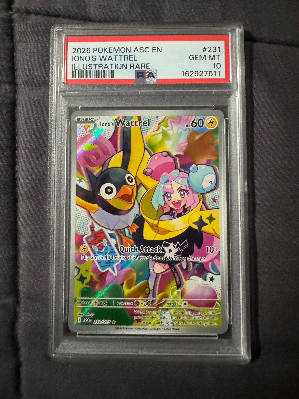 Pokémon TCG: Iono’s Wattrel illustration Rare PSA 10