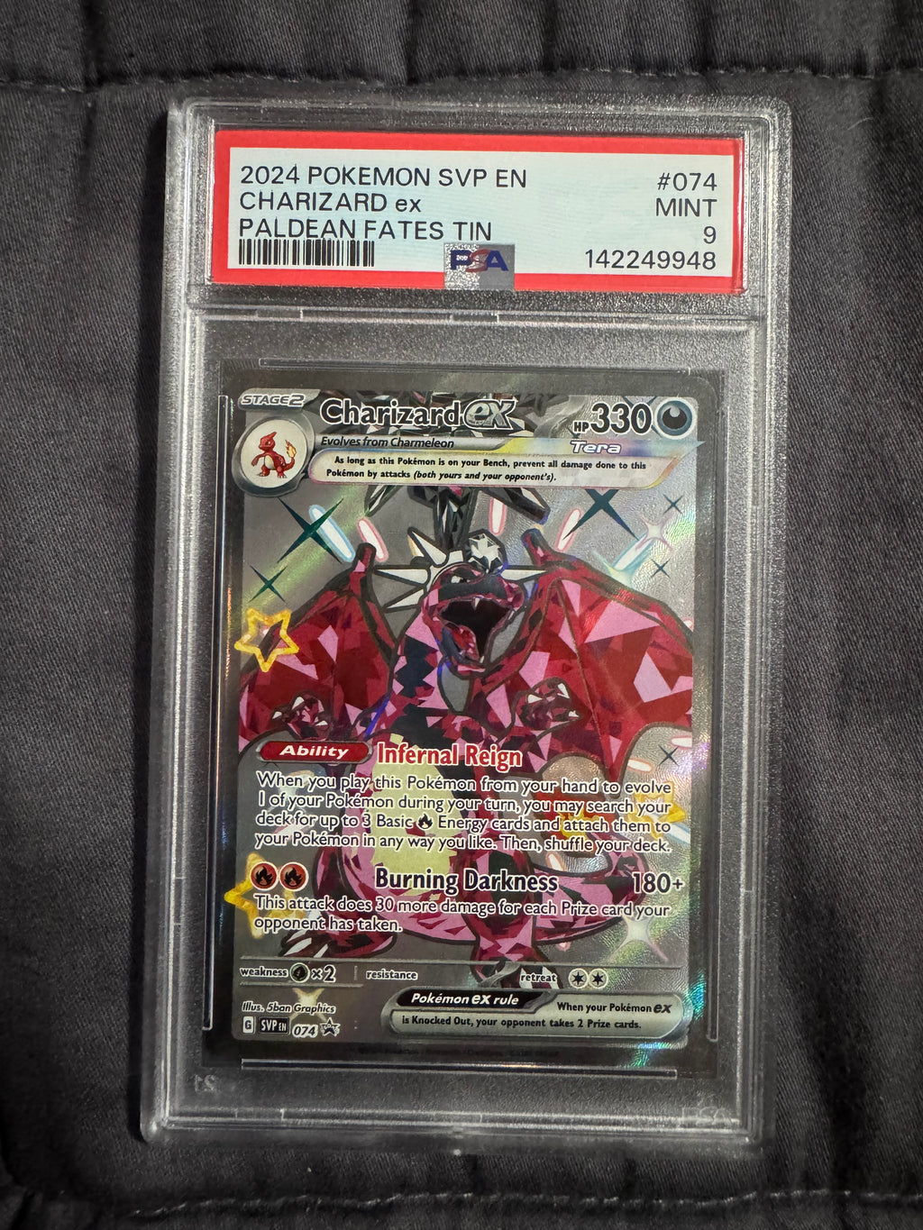Pokémon TCG: CHARIZARD EX PALDEAN FATES TIN Promo PSA 9