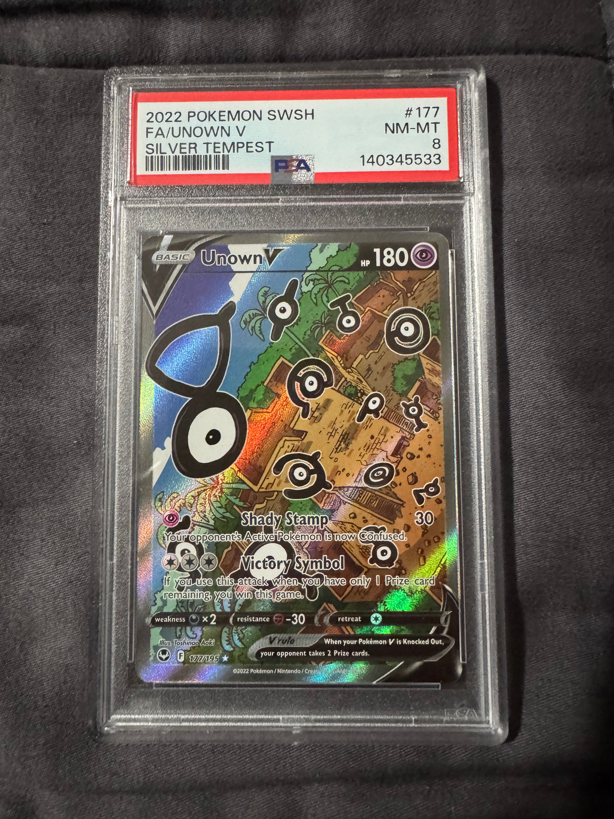 POKEMON SWORD & SHIELD SILVER TEMPEST #177 FULL ART/UNOWN V