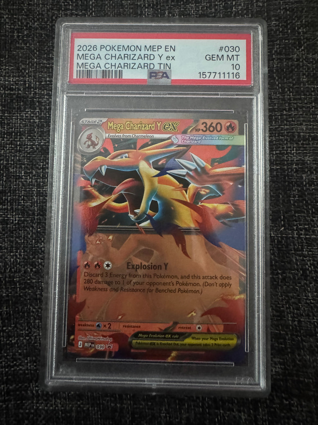 Pokémon TCG: Mega Charizard Y ex Mega Charizard Y Tin Promo PSA 10