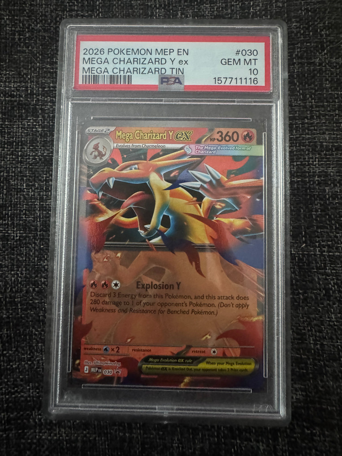 Pokémon TCG: Mega Charizard Y ex Mega Charizard Y Tin Promo PSA 10