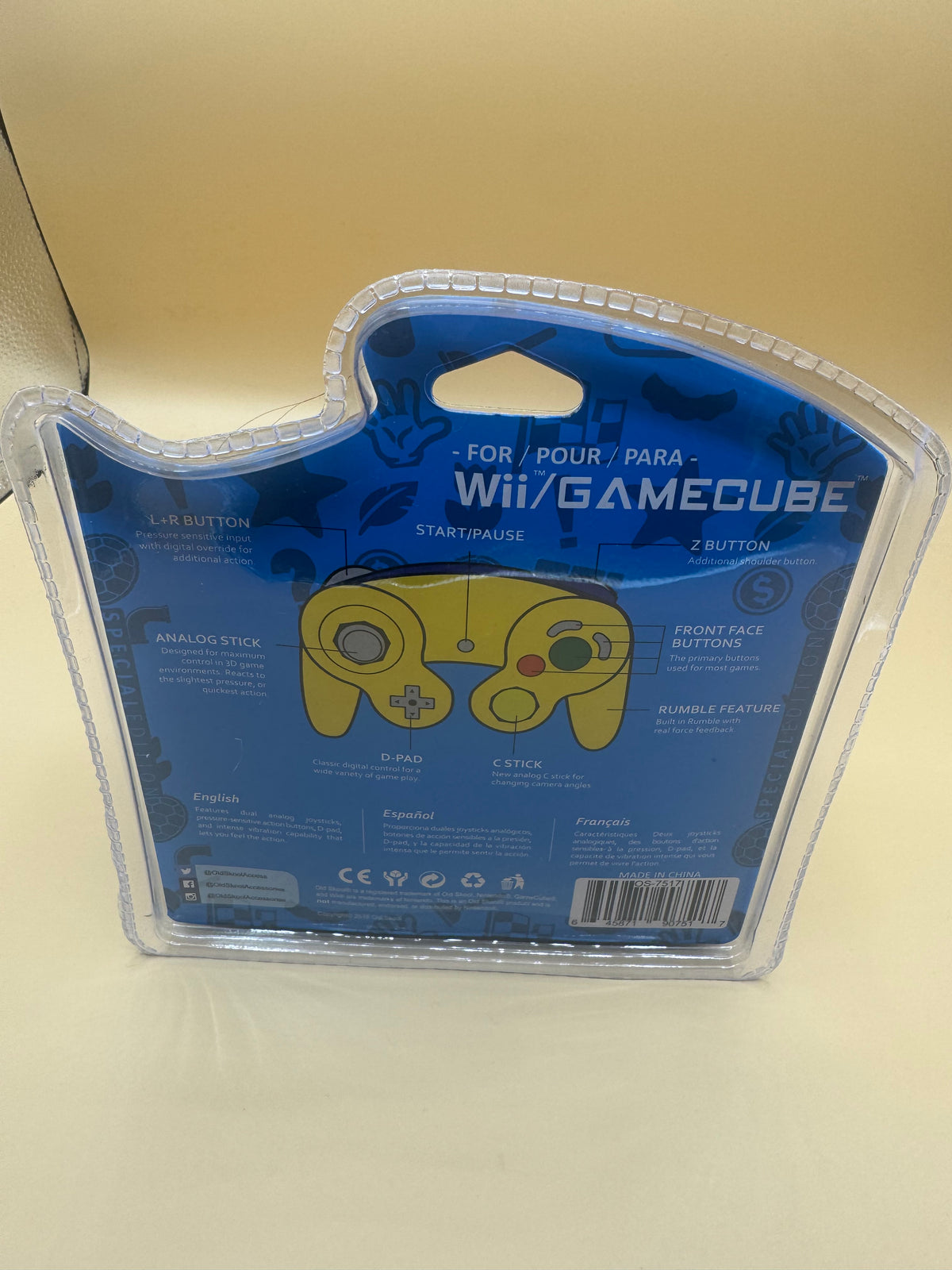 Oldskool Controller for Nintendo GameCube (Yellow/Purple)