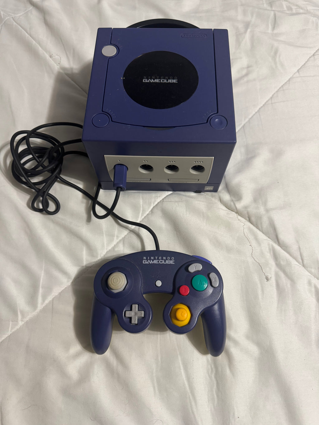 Indigo/Violet Nintendo GameCube with Official Indigo/Clear GameCube Controller
