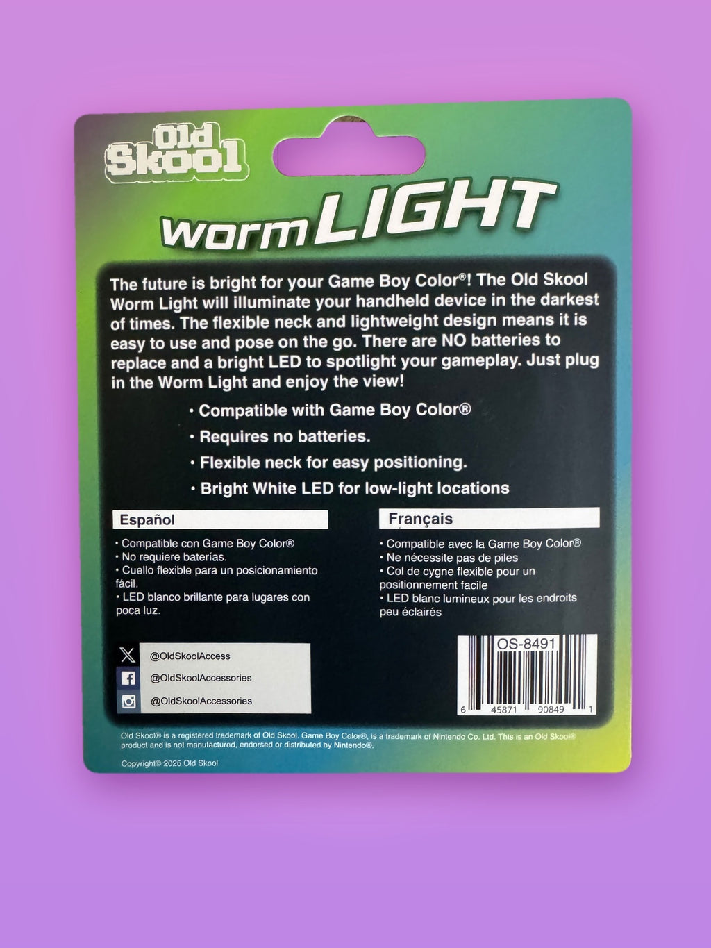 Old Skool Worm Light, Clear, back of card