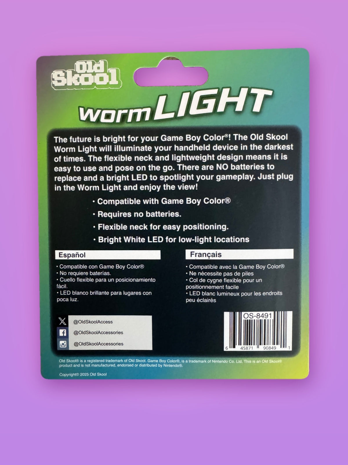 Old Skool Worm Light, Clear, back of card