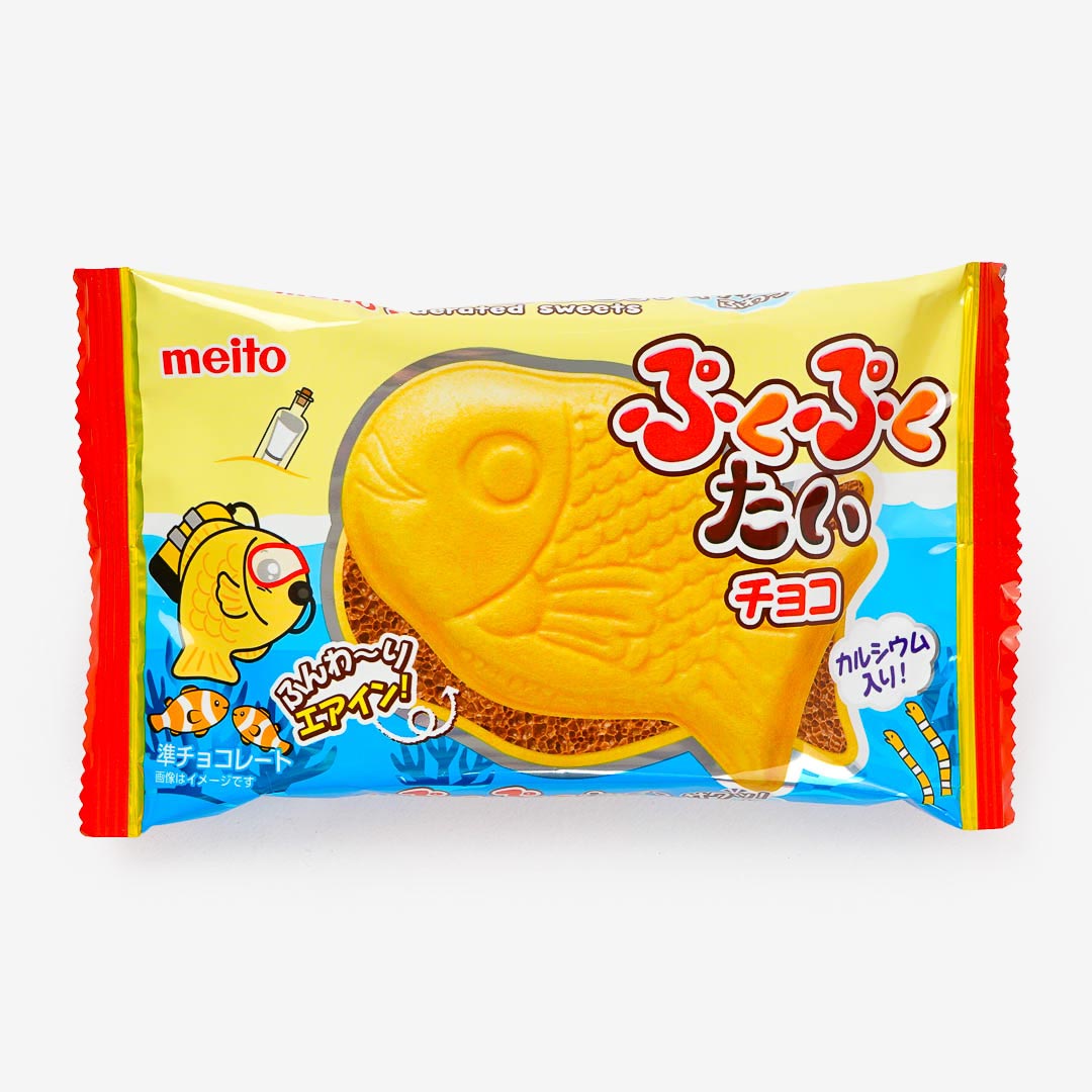 Meito Puku Puku Tai chocolate wafer in original packaging